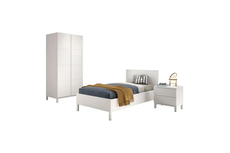 Säng med nattduksbord 2-dörrs garderob Eva, undefined