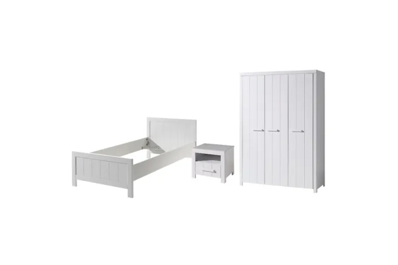 Säng med nattduksbord 3-dörrars garderob Erik, undefined
