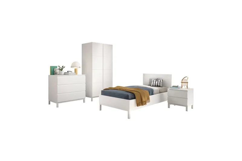 Säng med nattduksbord garderob byrå Eva 2 dörrar, 2 dörrar