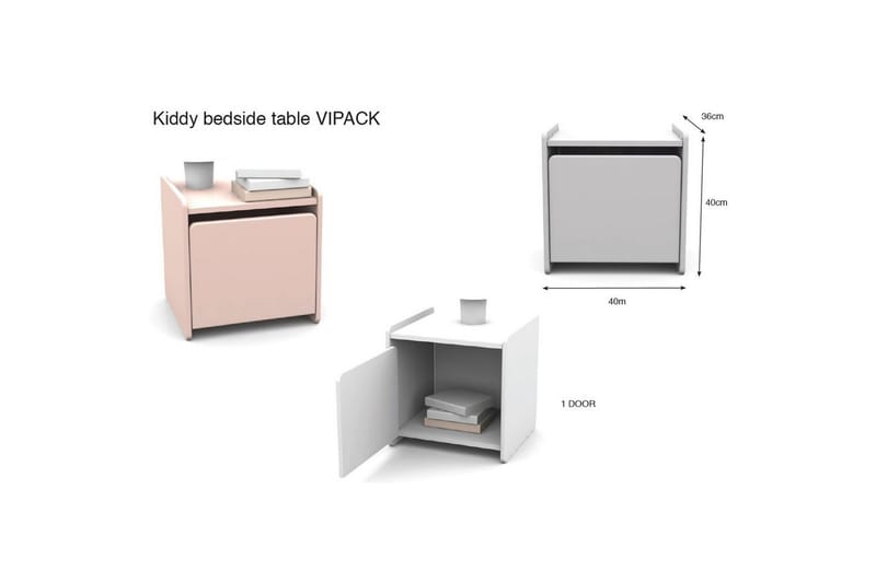 Säng med nattduksbord Kiddy Rosa - Rosa - Möbler - Möbelset - Möbelset för sovrum