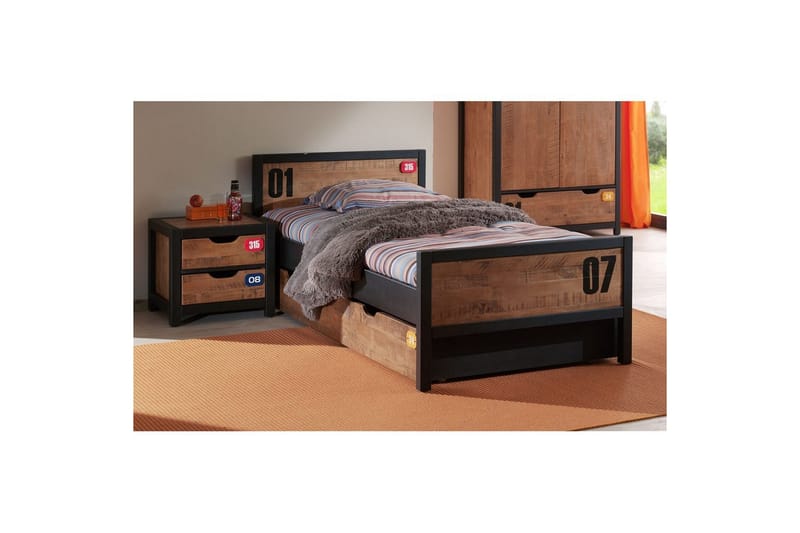 Säng med ribbotten låda nattduksbord Alex - Möbler - Möbelset - Möbelset för sovrum