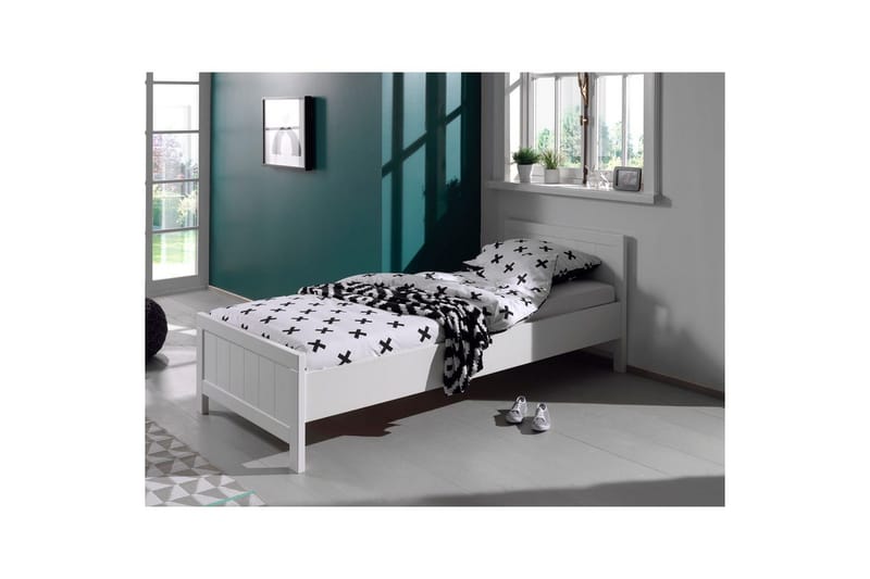 Säng med ribbotten nattduksbord 2-dörrars garderob skrivbord bokhylla Erik - Möbler - Möbelset - Möbelset för sovrum