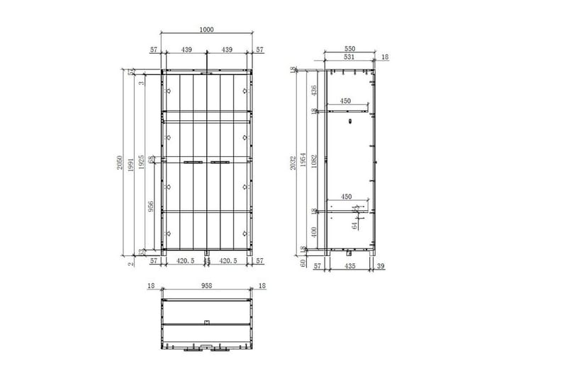 Säng med ribbotten nattduksbord 2-dörrars garderob skrivbord Erik - Möbler - Möbelset - Möbelset för sovrum