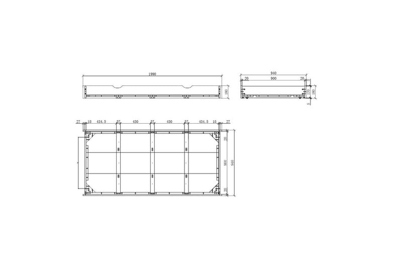 Säng med ribbotten nattduksbord 3-dörrars garderob skrivbord bokhylla låda Erik - Möbler - Möbelset - Möbelset för sovrum