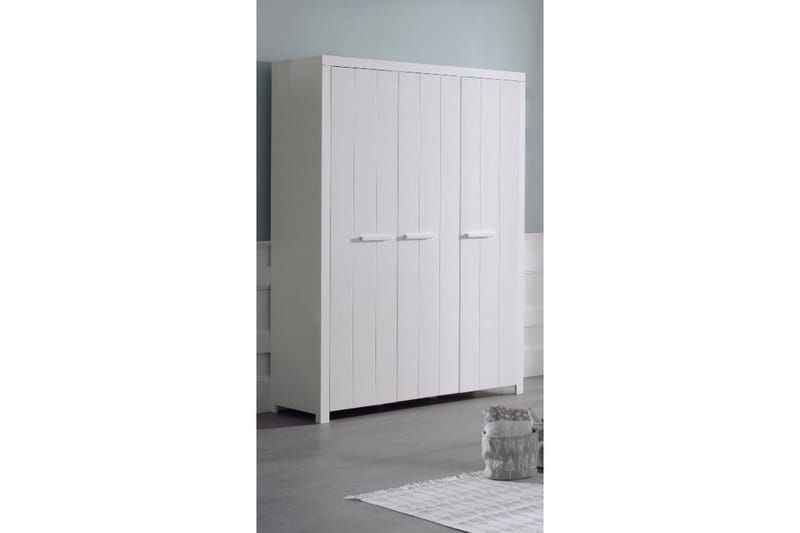 Säng med ribbotten nattduksbord 3-dörrars garderob skrivbord Erik - Möbler - Möbelset - Möbelset för sovrum