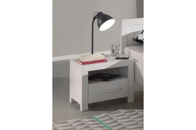 Säng med ribbotten nattduksbord 3-dörrars garderob skrivbord låda Erik - Möbler - Möbelset - Möbelset för sovrum