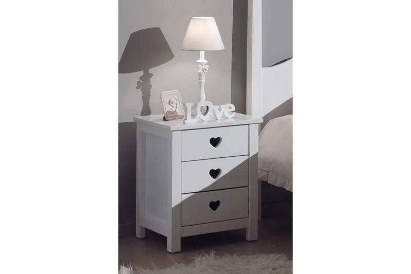 Säng med ribbotten nattduksbord garderob låda Amori Vit 2 dörrar - 2 dörrar - Möbler - Möbelset - Möbelset för sovrum