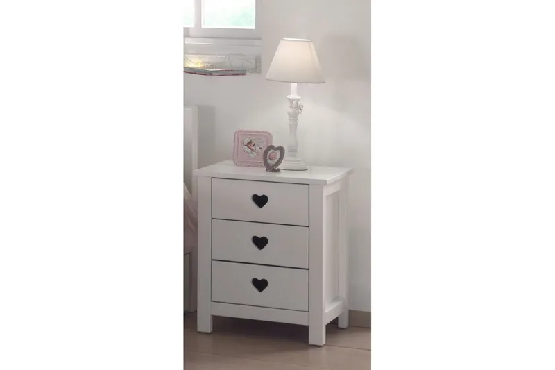 Säng med ribbotten nattduksbord garderob låda Amori Vit 2 dörrar - 2 dörrar - Möbler - Möbelset - Möbelset för sovrum