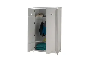 Säng med ribbotten nattduksbord garderob skrivbord Amori Vit 2 dörrar - 2 dörrar - Möbler - Möbelset - Möbelset för sovrum