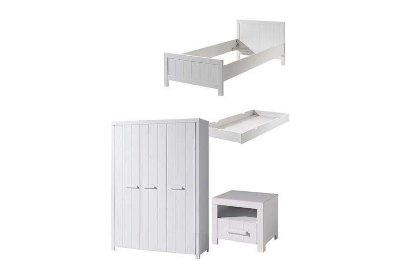 Säng med sängbord, 3-dörrars garderob, låda Erik, undefined