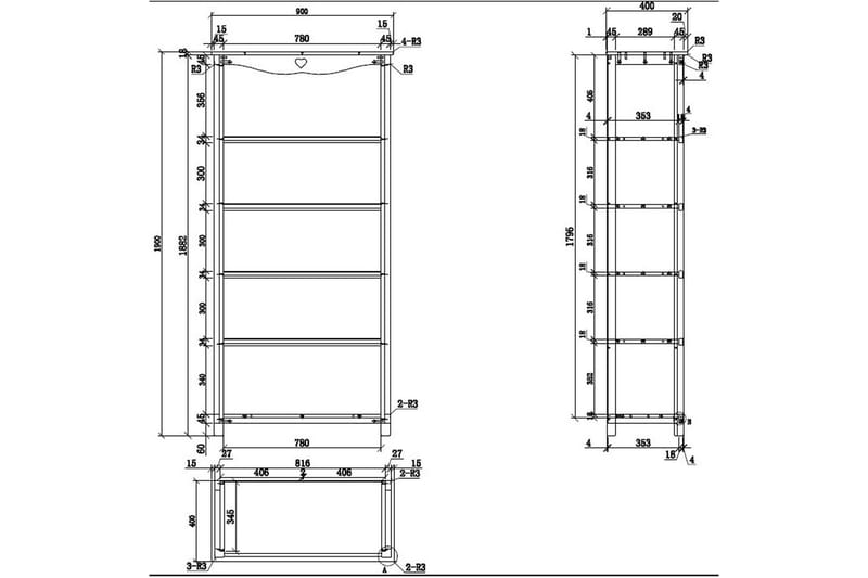 Säng med sängbord, garderob, skrivbord, bokhylla Amori Vit 3-dörrar - 3-dörrar - Möbler - Möbelset - Möbelset för sovrum