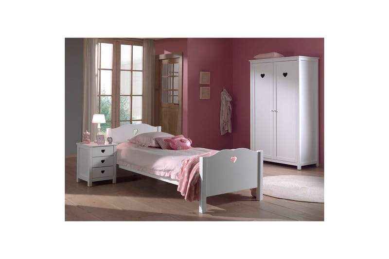 Säng med sängbord, garderob Amori Vit 2 dörrar - 2 dörrar - Möbler - Möbelset - Möbelset för sovrum