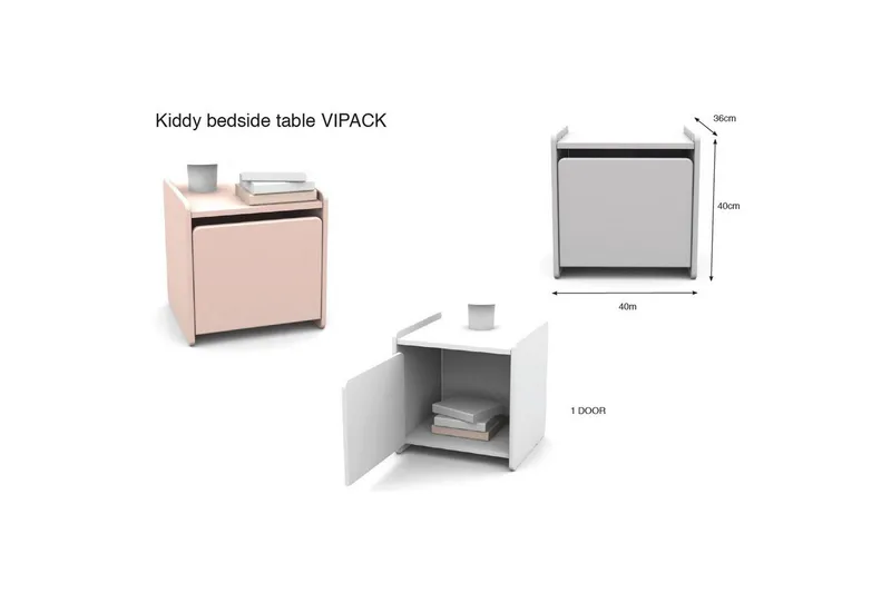 Säng med sängbord Vägg hyllor Kiddy Rosa - Rosa - Möbler - Möbelset - Möbelset för sovrum