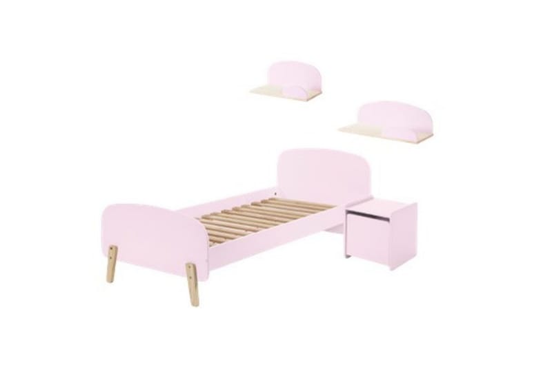 Säng med sängbord Vägg hyllor Kiddy Rosa - Rosa - Möbler - Möbelset - Möbelset för sovrum