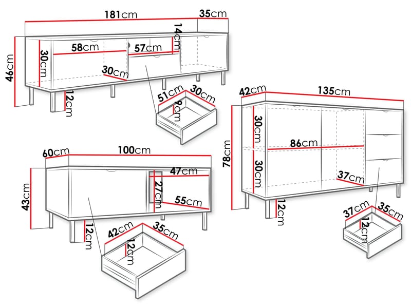 Salmor Möbelset För Vardagsrum - Vit - Möbler - Möbelset - Möbelset för vardagsrum