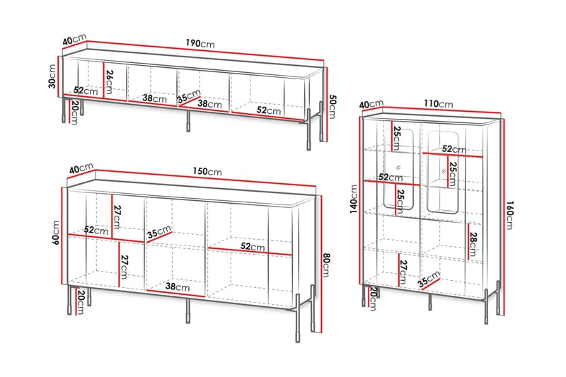 Sherie Möbelset För Vardagsrum - Vit - Möbler - Möbelset - Möbelset för vardagsrum