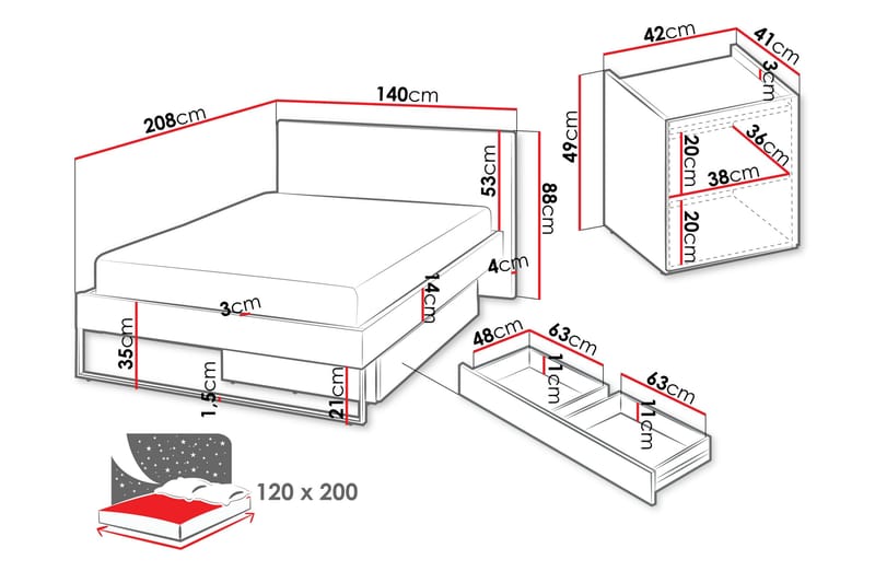 Sigmana Möbelset För Sovrum - Ljusgrå/Beige - Möbler - Möbelset - Möbelset för sovrum