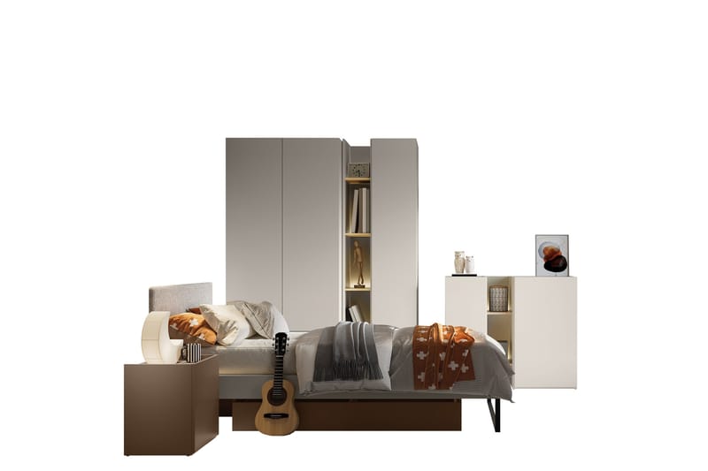Sigmana Möbelset För Sovrum - Ljusgrå/Beige - Möbler - Möbelset - Möbelset för sovrum