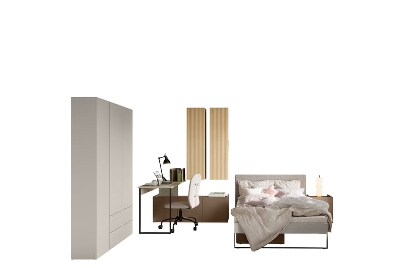 Sigmana Möbelset För Sovrum - Ljusgrå/Brun/Beige - Möbler - Möbelset - Möbelset för sovrum
