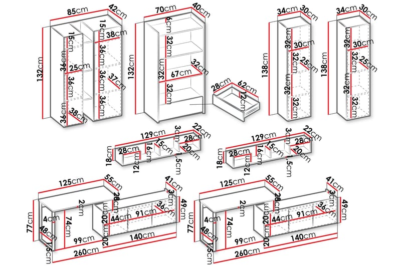 Sigmana Möbelset För Vardagsrum - Ljusgrå/Brun/Beige - Möbler - Möbelset - Möbelset för vardagsrum
