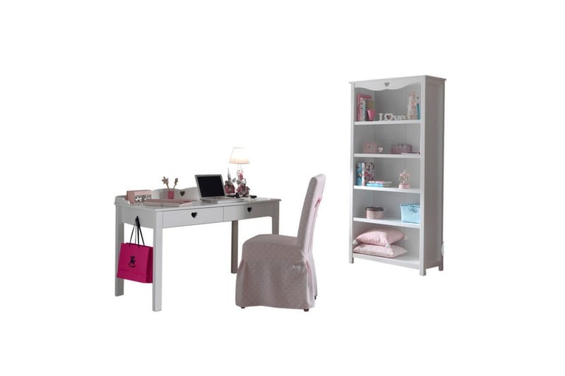 Skrivbord med bokhylla Amori Vit, undefined