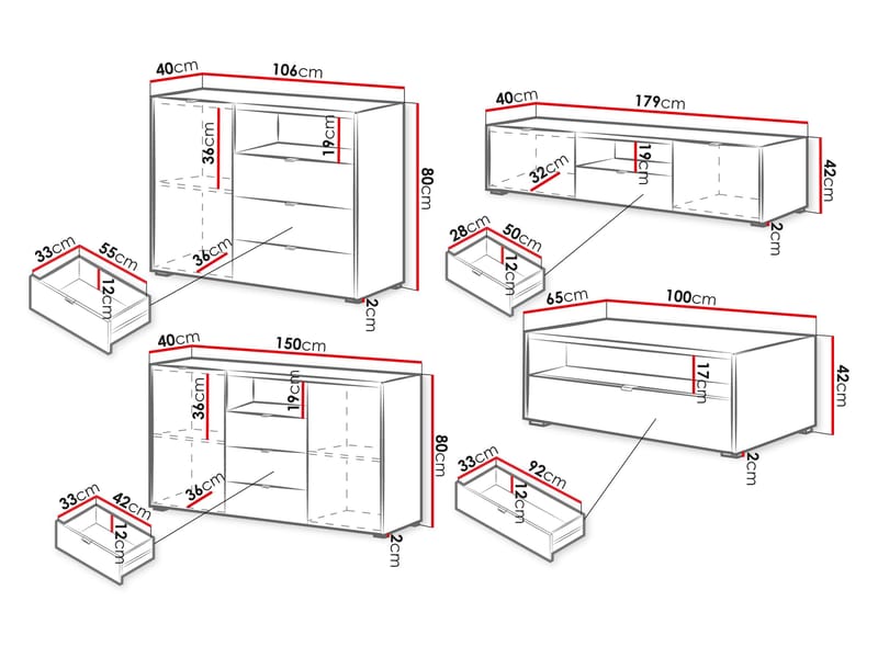 Sovren Möbelset För Vardagsrum - Brun - Möbler - Möbelset - Möbelset för vardagsrum