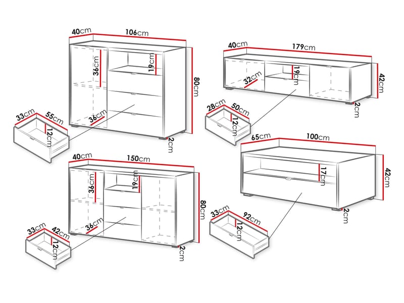 Sovren Möbelset För Vardagsrum - Brun - Möbler - Möbelset - Möbelset för vardagsrum