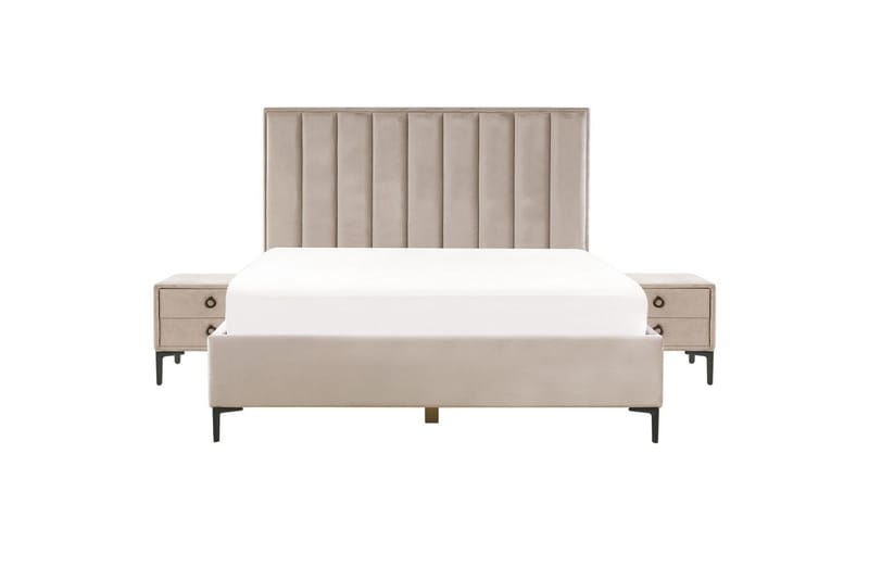 Sovrumsset Sezanne Beige/grå/svart, 180x200 cm, Sammet - Beige/grå/svart, 180x200 cm, Sammet - Möbler - Möbelset - Möbelset för sovrum