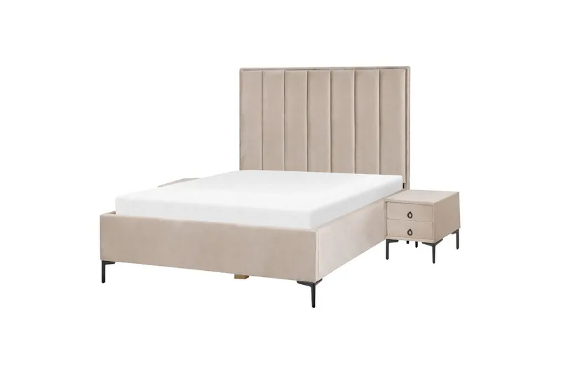 Sovrumsset Sezanne Grå/Beige/Svart, 140x200 cm, Sammet, Grå/Beige/Svart, 140x200 cm, Sammet