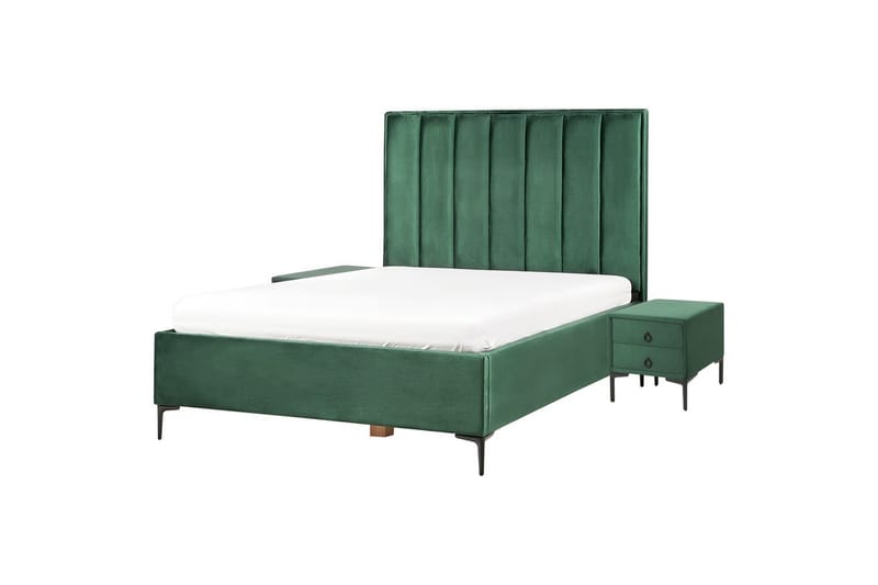 Sovrumsset Sezanne Grön/Svart, 140x200 cm, Sammet - Grön/Svart, 140x200 cm, Sammet - Möbler - Möbelset - Möbelset för sovrum