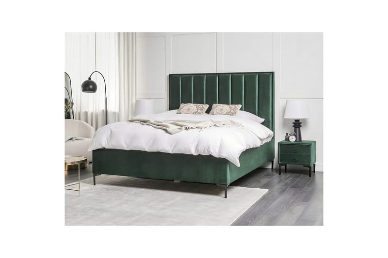 Sovrumsset Sezanne Grön/Svart, 160x200 cm, Sammet - Grön/Svart, 160x200 cm, Sammet - Möbler - Möbelset - Möbelset för sovrum