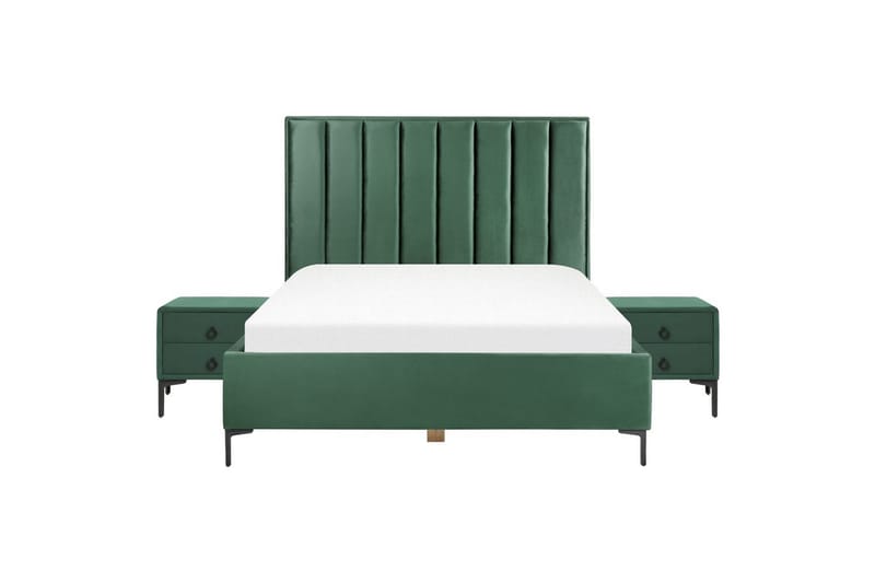 Sovrumsset Sezanne Grön/Svart, 160x200 cm, Sammet - Grön/Svart, 160x200 cm, Sammet - Möbler - Möbelset - Möbelset för sovrum
