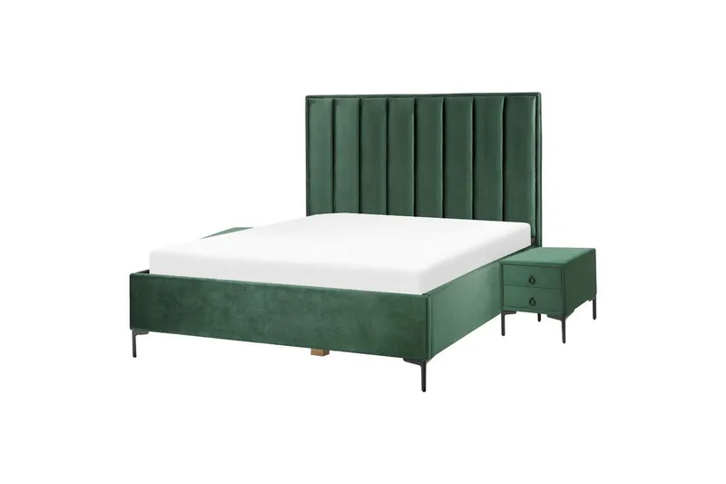 Sovrumsset Sezanne Grön/Svart, 160x200 cm, Sammet, Grön/Svart, 160x200 cm, Sammet