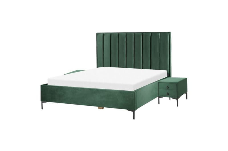 Sovrumsset Sezanne Grön/Svart, 180x200 cm, Sammet - Grön/Svart, 180x200 cm, Sammet - Möbler - Möbelset - Möbelset för sovrum