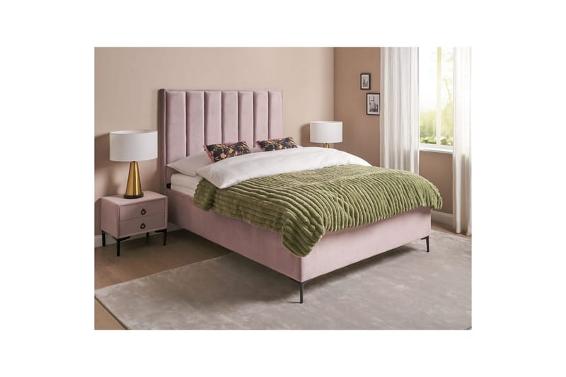 Sovrumsset Sezanne Rosa/Svart, 160x200 cm, Sammet - Rosa/Svart, 160x200 cm, Sammet - Möbler - Möbelset - Möbelset för sovrum