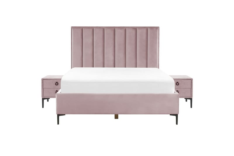 Sovrumsset Sezanne Rosa/Svart, 160x200 cm, Sammet - Rosa/Svart, 160x200 cm, Sammet - Möbler - Möbelset - Möbelset för sovrum