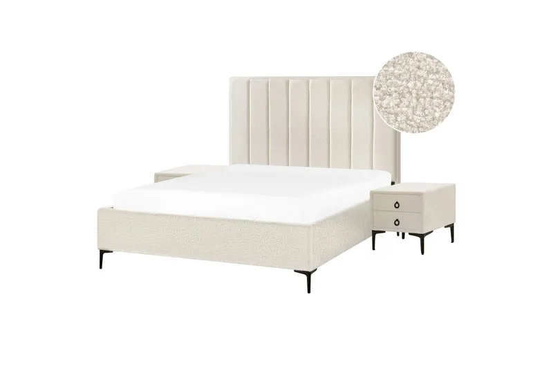 Sovrumsset Sezanne Vit/Svart, 160x200 cm, Bouclé - Vit/Svart, 160x200 cm, Bouclé - Möbler - Möbelset - Möbelset för sovrum