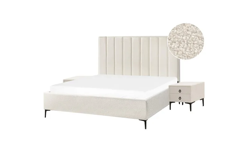 Sovrumsset Sezanne Vit/Svart, 180x200 cm, Bouclé - Vit/Svart, 180x200 cm, Bouclé - Möbler - Möbelset - Möbelset för sovrum