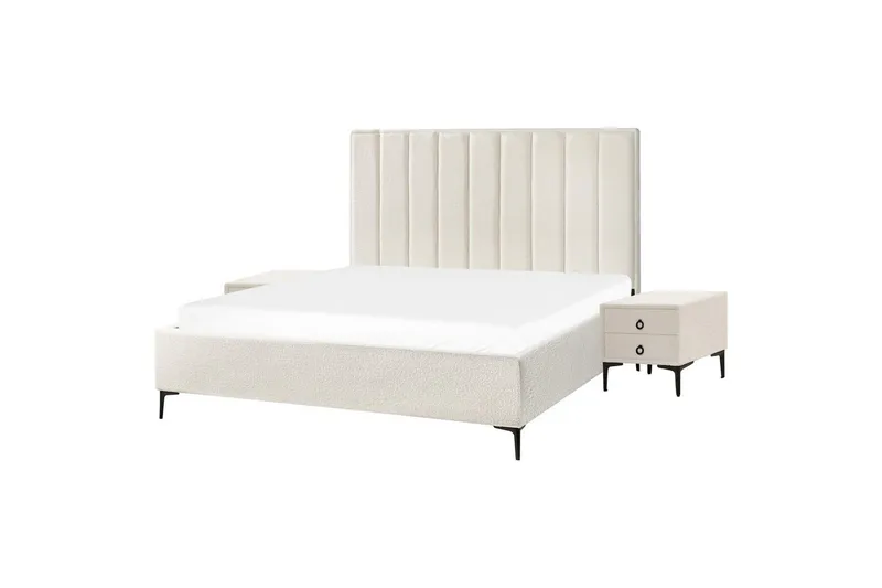 Sovrumsset Sezanne Vit/Svart, 180x200 cm, Bouclé - Vit/Svart, 180x200 cm, Bouclé - Möbler - Möbelset - Möbelset för sovrum