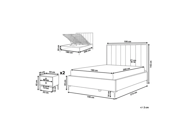 Sovrumsset Sezanne Vit/Svart, 180x200 cm, Bouclé - Vit/Svart, 180x200 cm, Bouclé - Möbler - Möbelset - Möbelset för sovrum