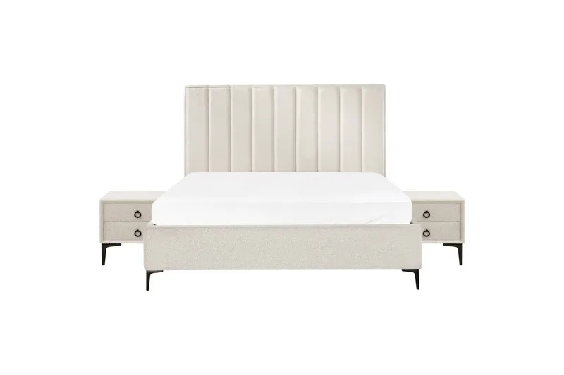 Sovrumsset Sezanne Vit/Svart, 180x200 cm, Bouclé - Vit/Svart, 180x200 cm, Bouclé - Möbler - Möbelset - Möbelset för sovrum