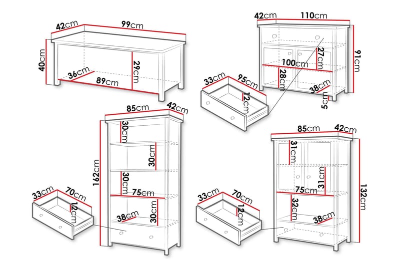 Storys Möbelset För Vardagsrum - Brun - Möbler - Möbelset - Möbelset för vardagsrum