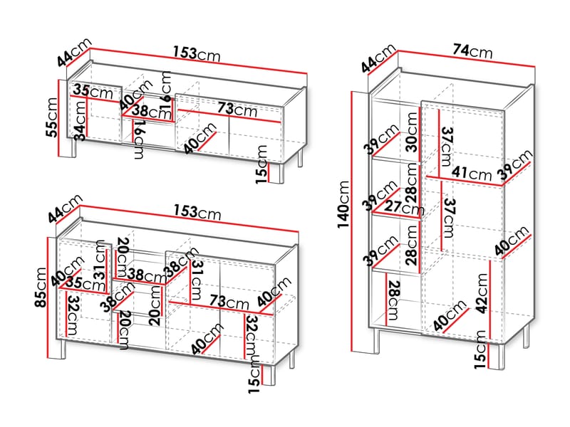Tavrin Möbelset För Vardagsrum - Svart - Möbler - Möbelset - Möbelset för vardagsrum
