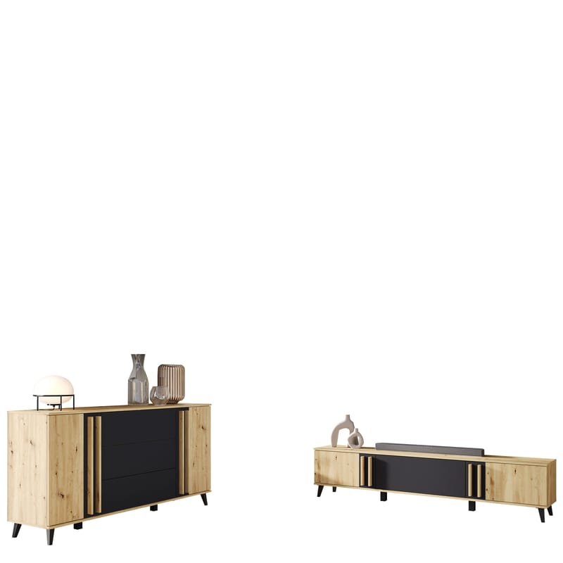 Torvos Möbelset För Vardagsrum, Brun/Svart