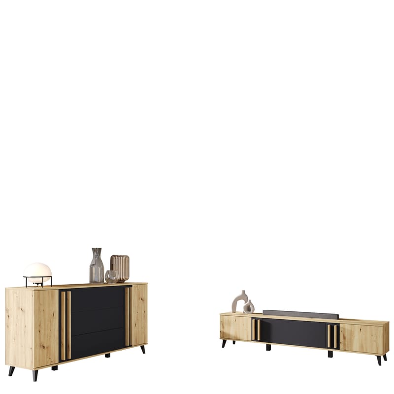 Torvos Möbelset För Vardagsrum, Brun/Svart