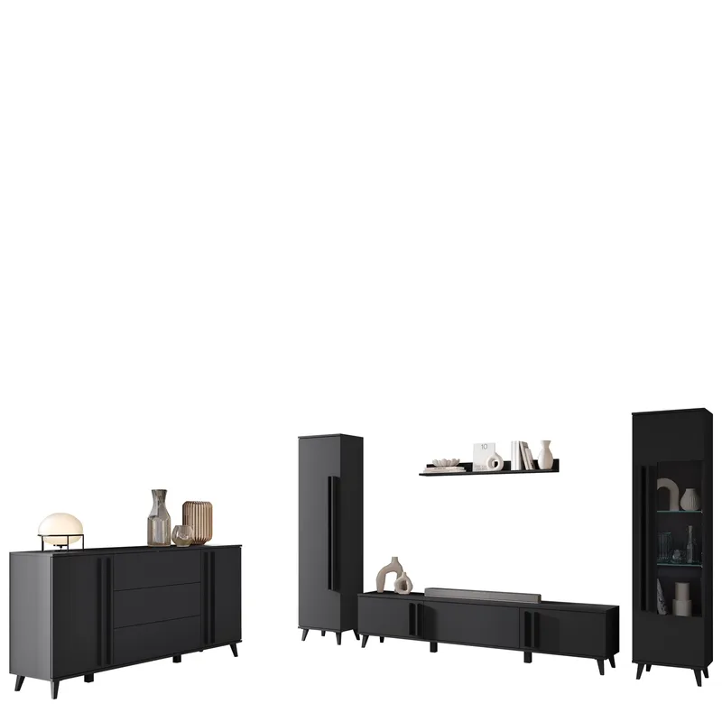Torvos Möbelset För Vardagsrum, Svart