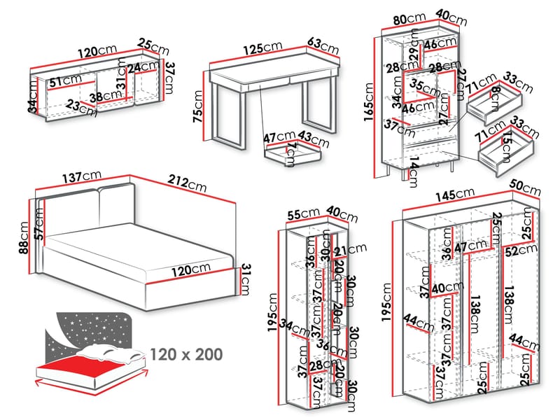 Travic Möbelset för Sovrum - Möbler - Möbelset - Möbelset för sovrum