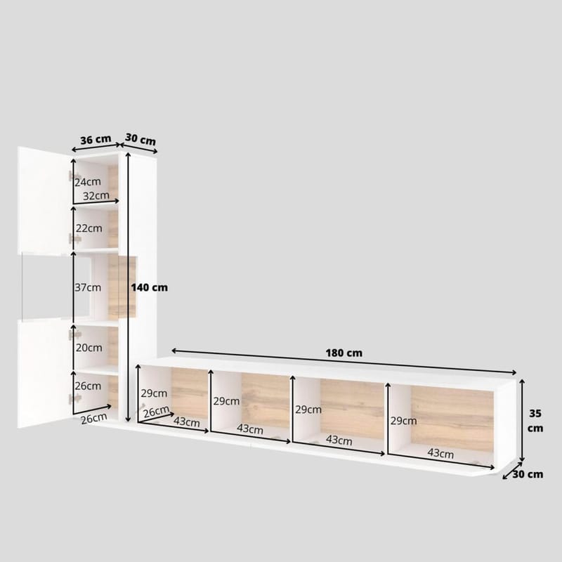 Väggenhet Ava 2 delar (05+40) - Vit - Möbler - Möbelset - Möbelset för vardagsrum