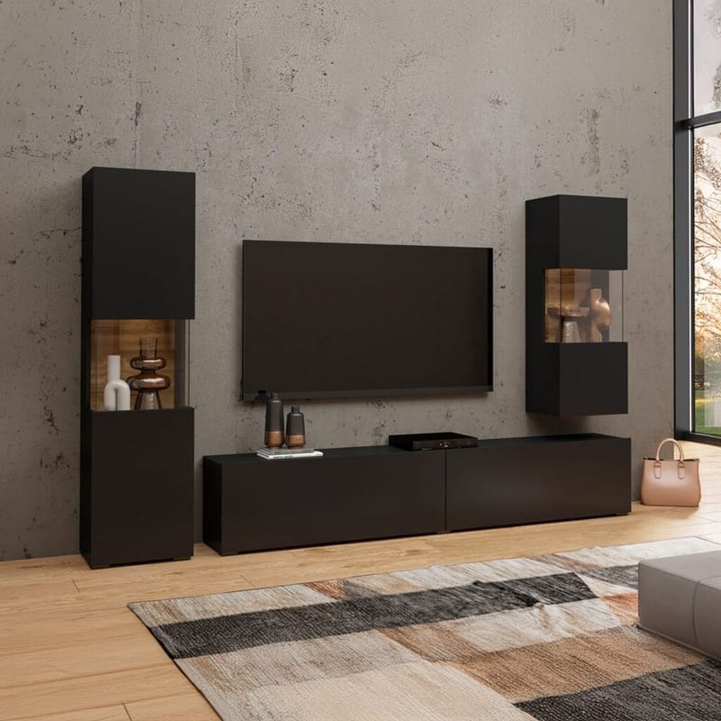 Väggenhet Ava 3 delar (05+07+40) - Svart onyx - Möbler - Möbelset - Möbelset för vardagsrum