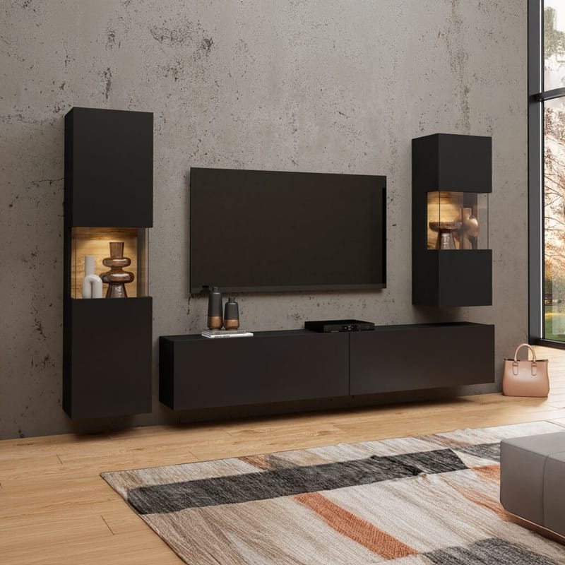 Väggenhet Ava 3 delar (05+07+40) - Svart onyx - Möbler - Möbelset - Möbelset för vardagsrum